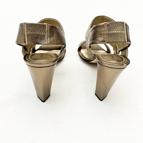 Diane Von Furstenberg Pava Metallic Ankle Strap Sandals Block Heel Size 9.5 - Picture 5 of 6